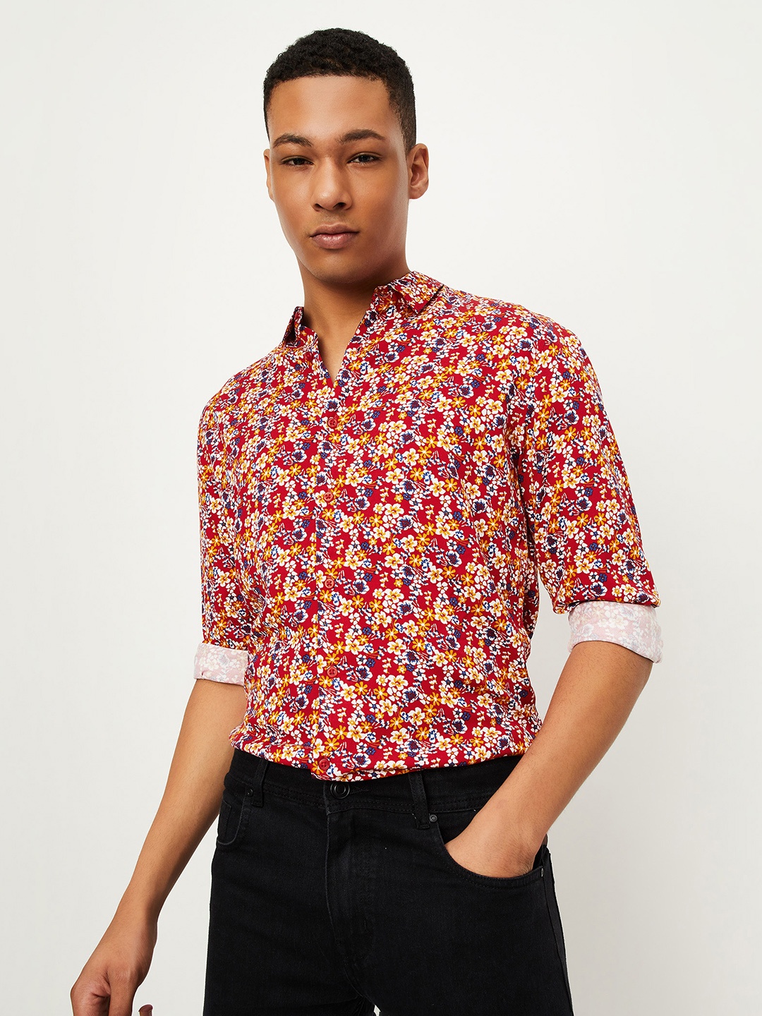 

max Floral Printed Spread Collar Opaque Casual Shirt, Multi