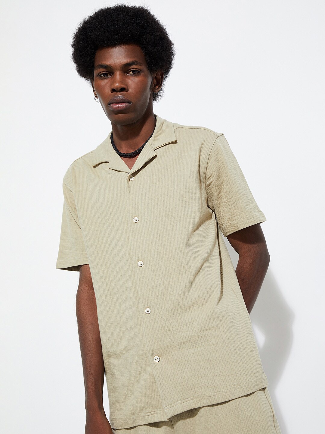 

max URB_N Knitted Resort Shirt, Beige