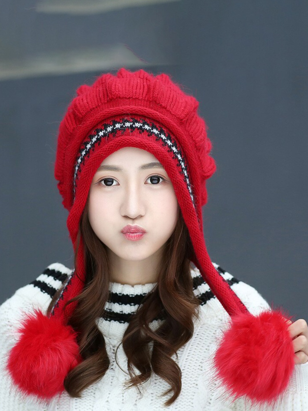 

Alexvyan Women Self Design Acrylic Beanie, Red