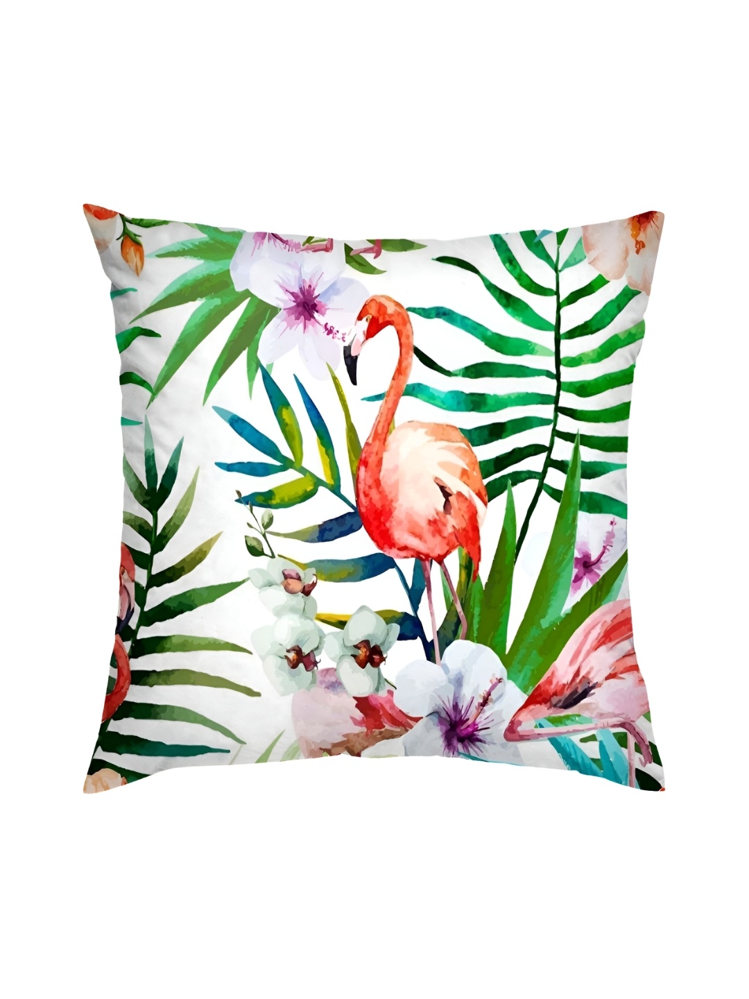 

HOMADORN White & Green 5 Pieces Printed Square Cushion Covers