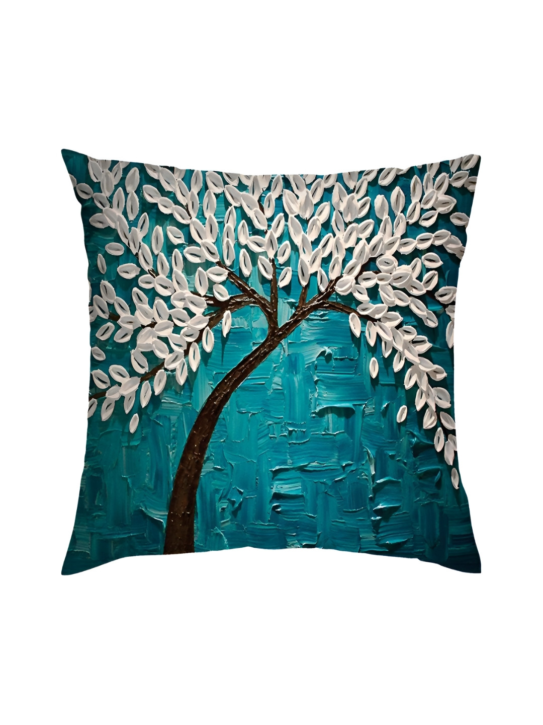 

HOMADORN Teal & Brown 5 Pieces Printed Square Cushion Covers