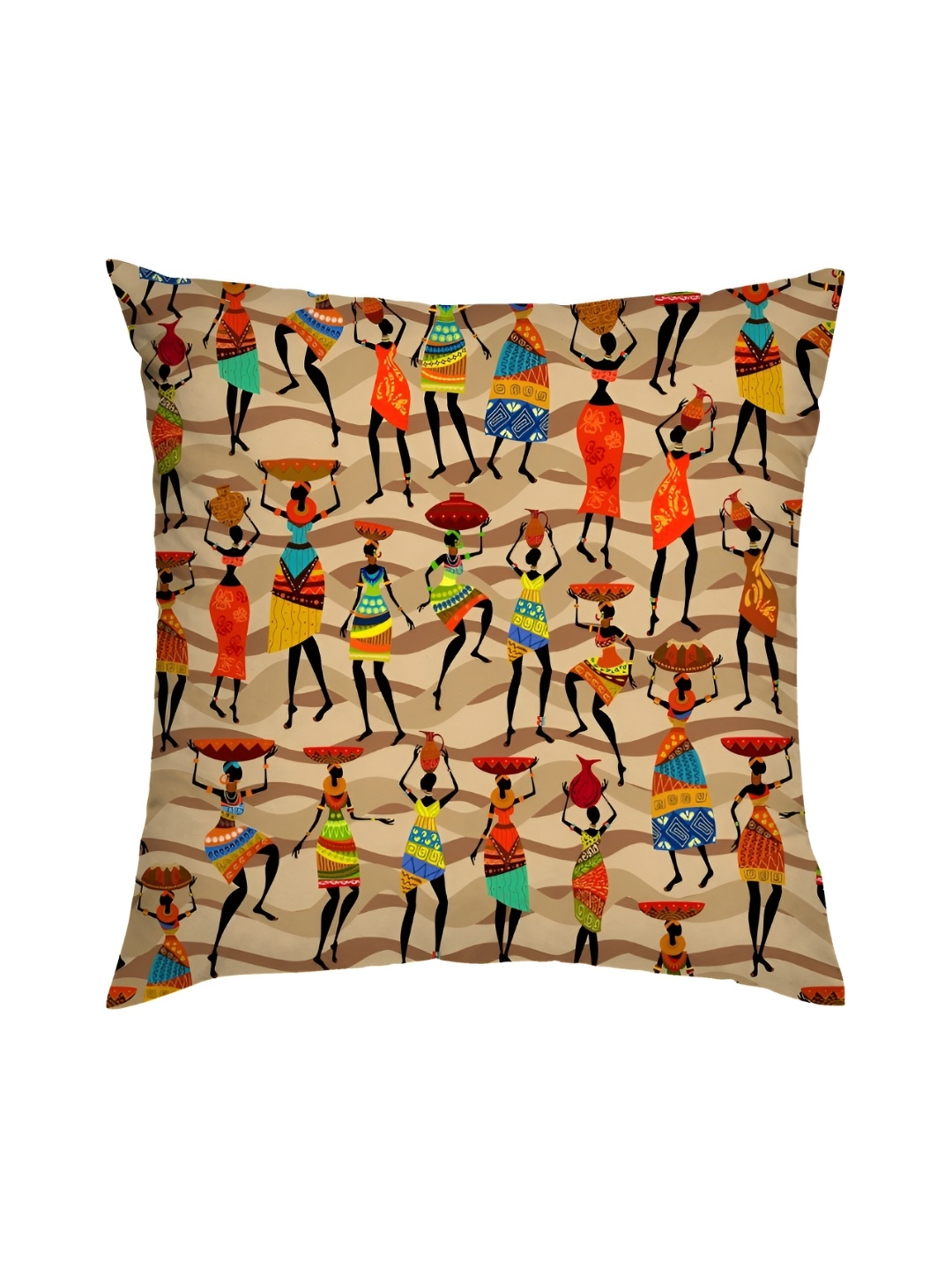 

HOMADORN Beige & Yellow 5 Pieces Printed Square Cushion Covers