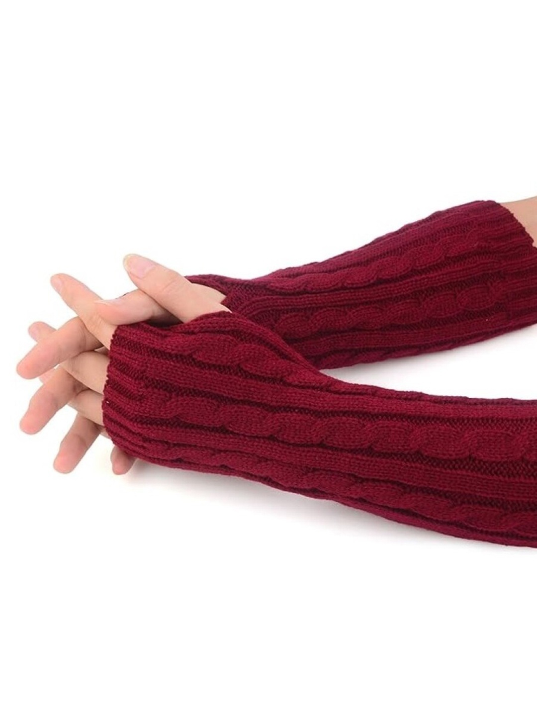 

EL REGALO Self-Design Woollen Gloves, Maroon