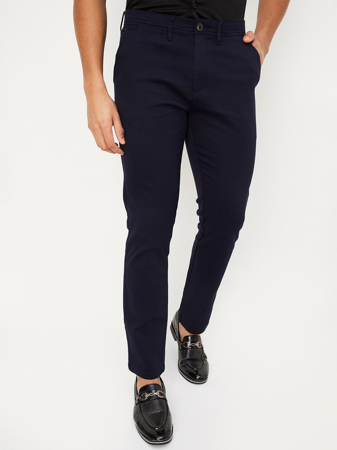 

max Men Regular Fit Regular Trousers, Navy blue