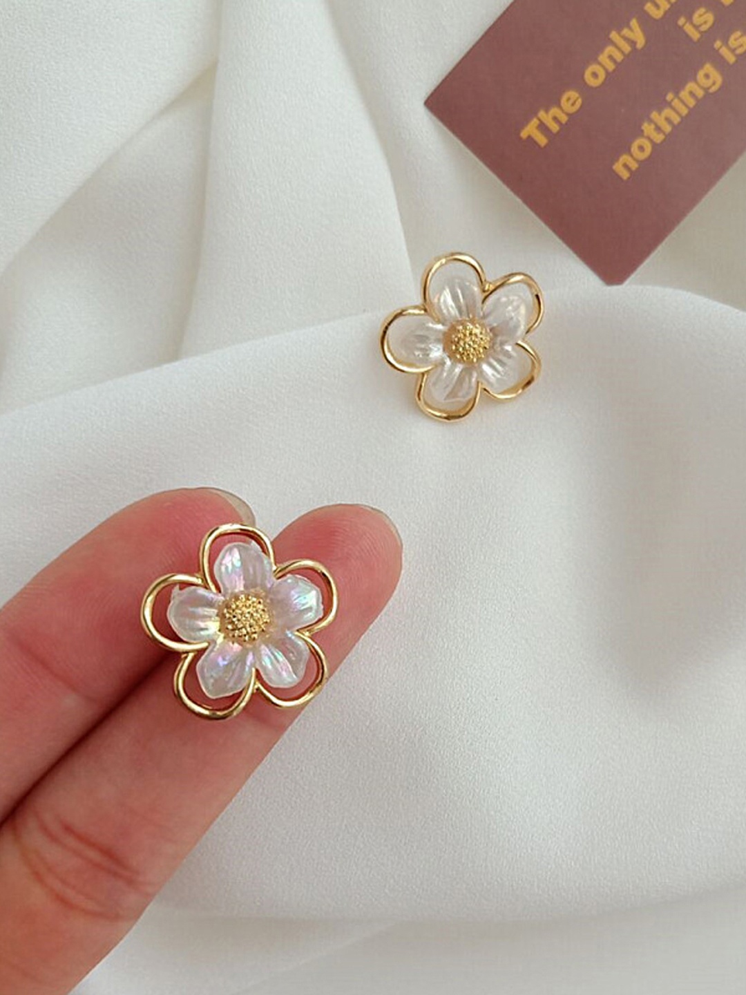 

Krelin Gold Plated Stud Earrings, White