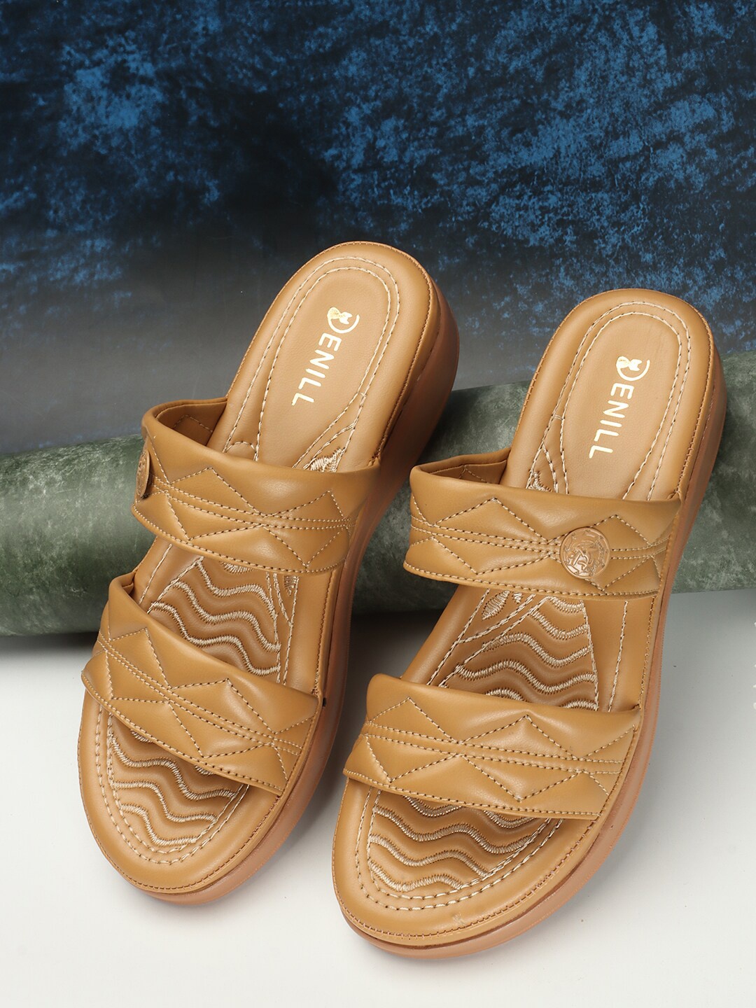 

Denill Textured Open Toe Flats, Beige