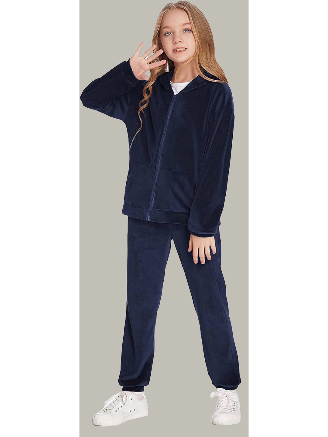 

Elendra jeans Girls Fleece Top with Pyjamas, Navy blue