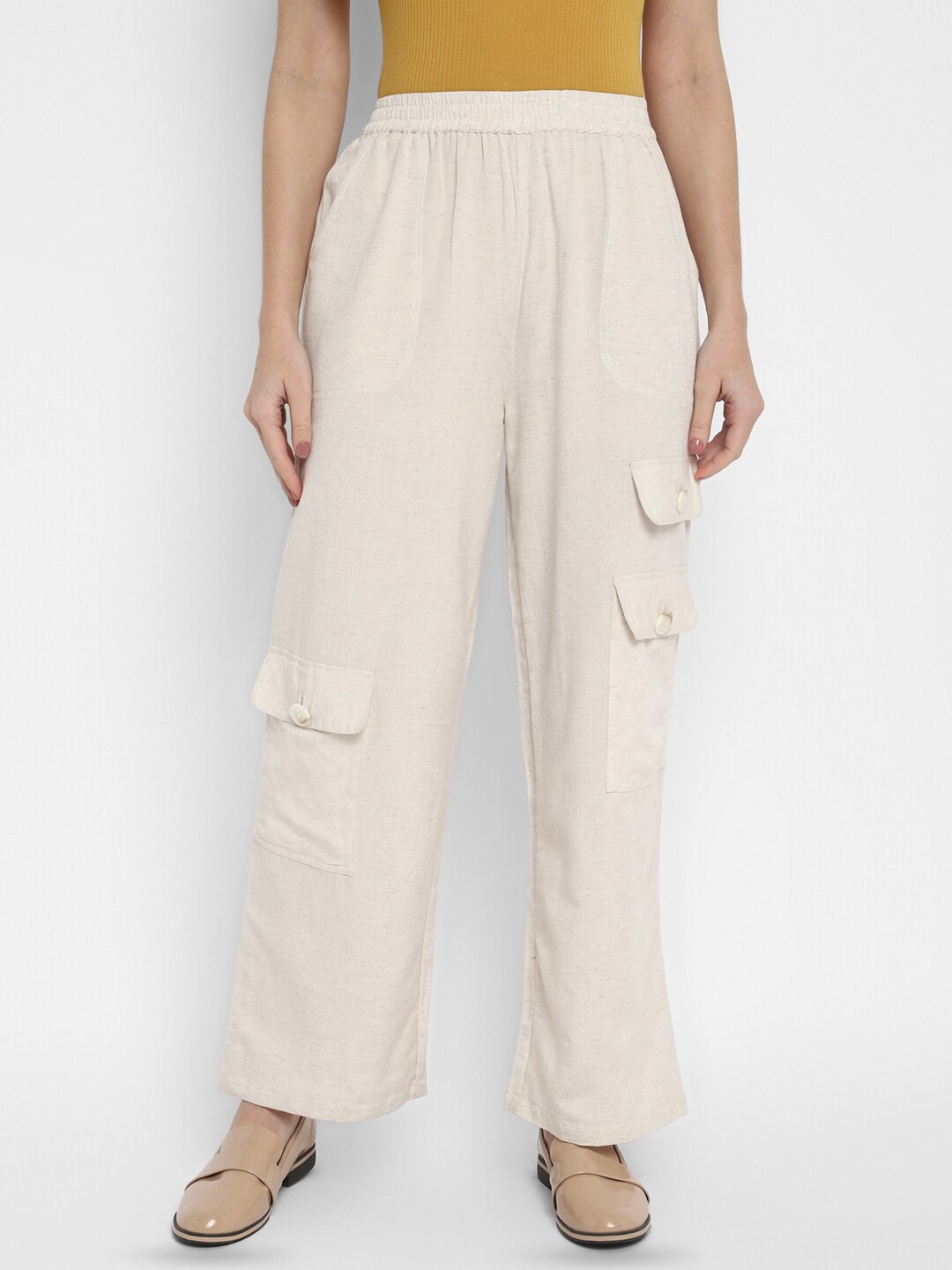 

Taurus Women Smart Cotton Trousers, Cream