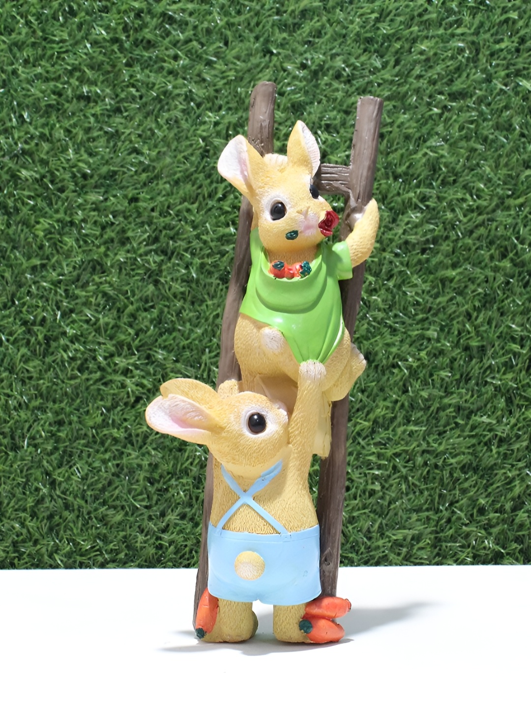 

Vikarafty Yellow & Blue Birds and Animals Curio Showpiece