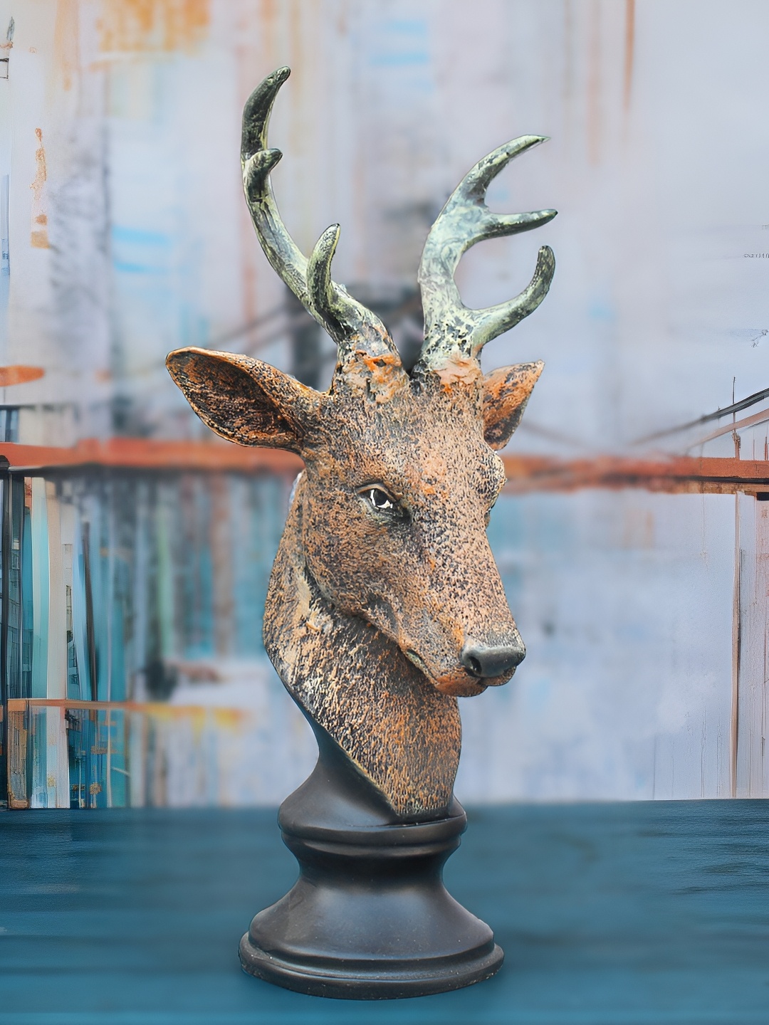 

Vikarafty Brown Horn Goat Curio Showpiece