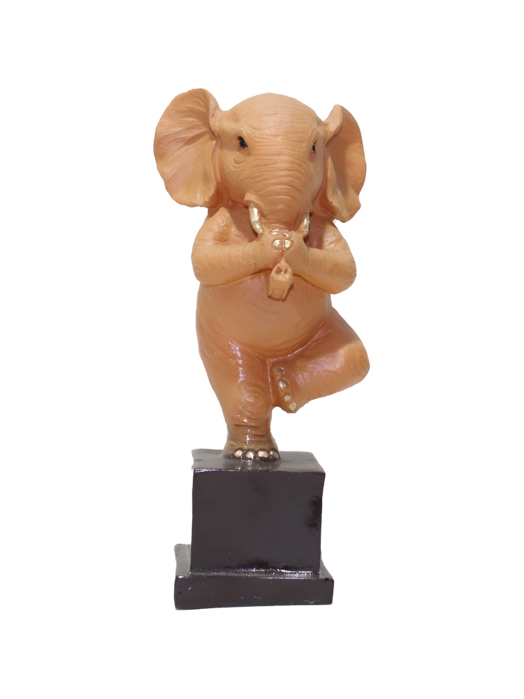 

Vikarafty Brown Yoga Elephant Curio Showpiece