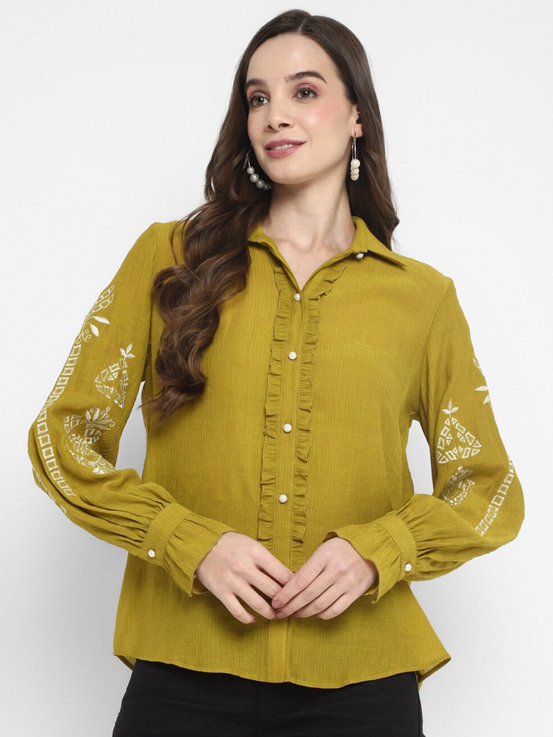 

Taurus Comfort Spread Collar Long Sleeves Cotton Casual Shirt, Green