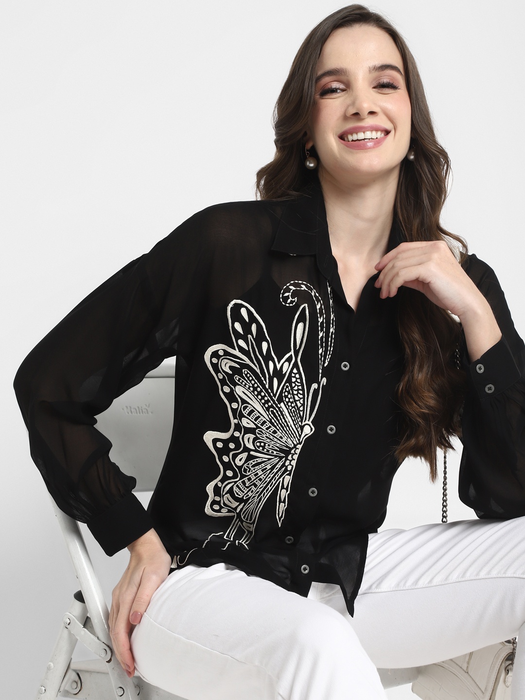

Taurus Comfort Floral Printed Casual Shirt, Black