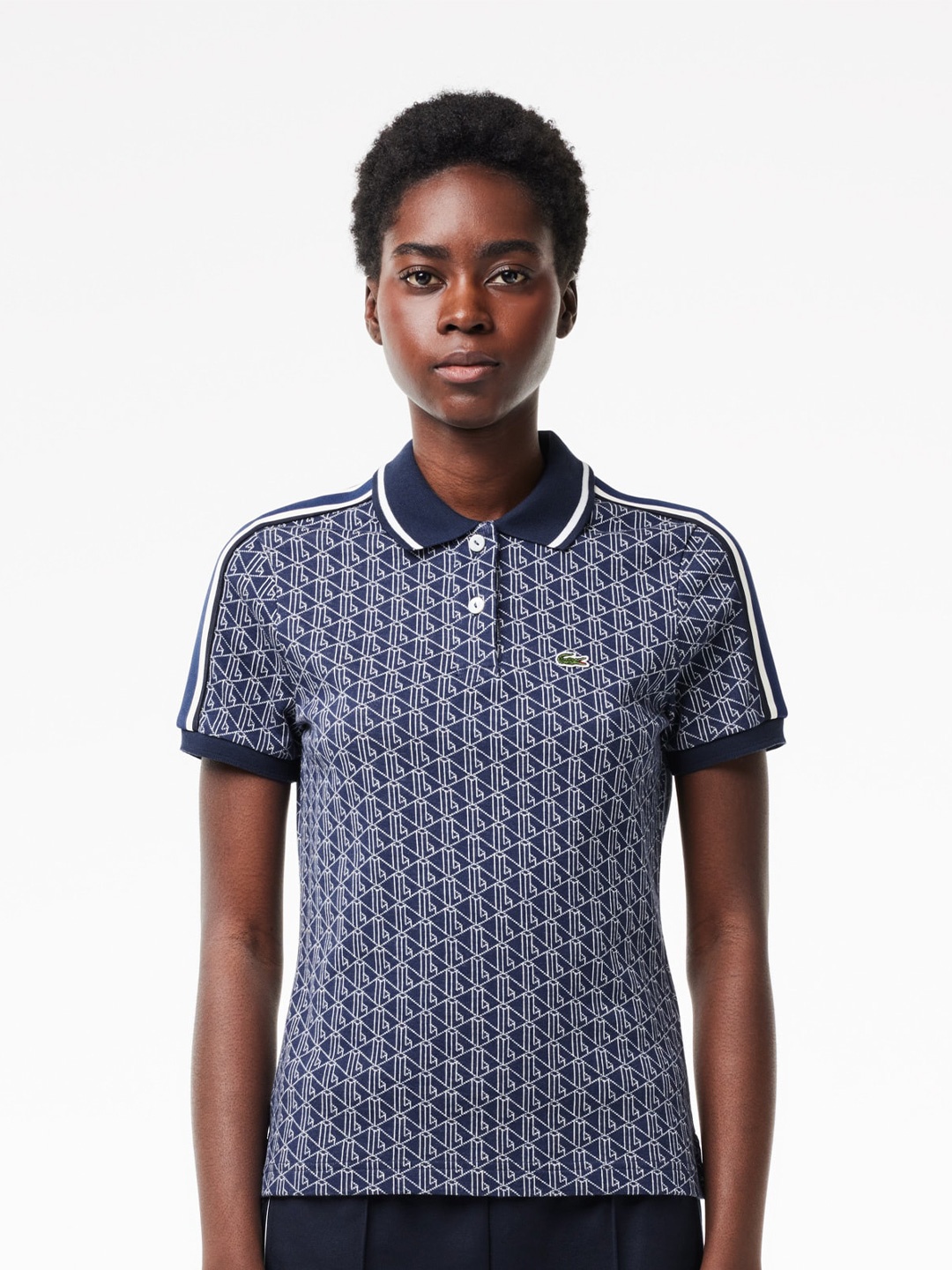 

Lacoste Striped Polo Collar Cotton Slim Fit T-shirt, Blue
