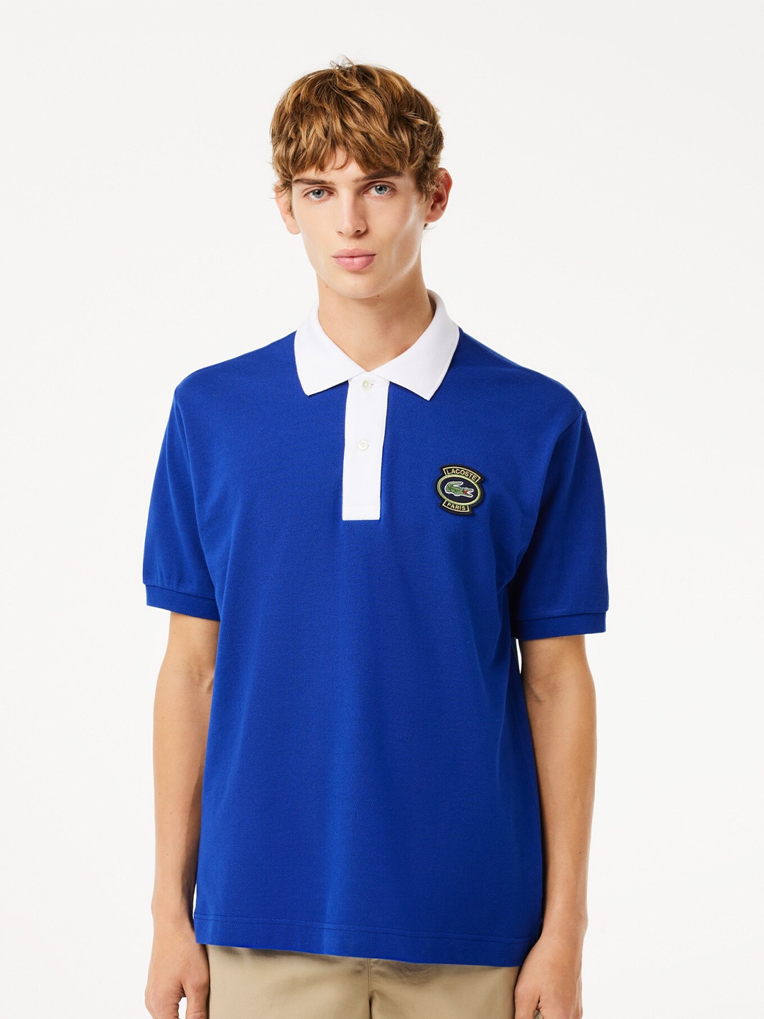 

Lacoste Polo Collar Cotton Applique T-shirt, Blue