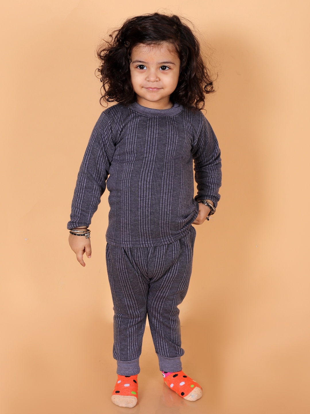 

BAESD Kids Striped Cotton Thermal Set, Charcoal