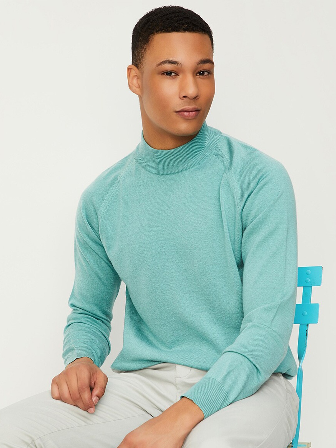 

max High Neck Acrylic Pullover, Green