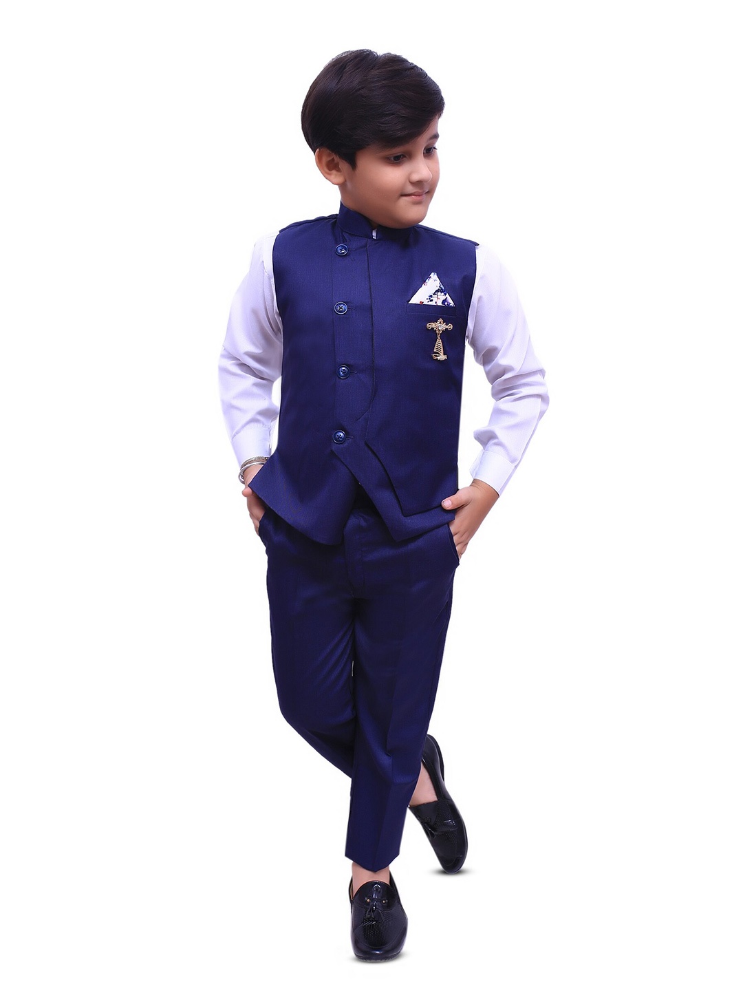 

BAESD Boys Mandarin Collar 3-Piece Suits, Blue