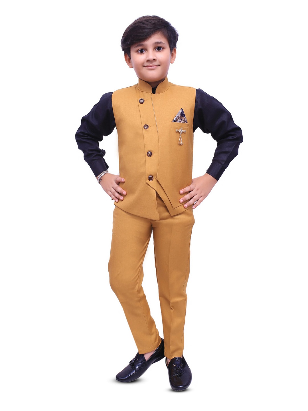 

BAESD Boys Mandarin Collar 3-Piece Suits, Mustard