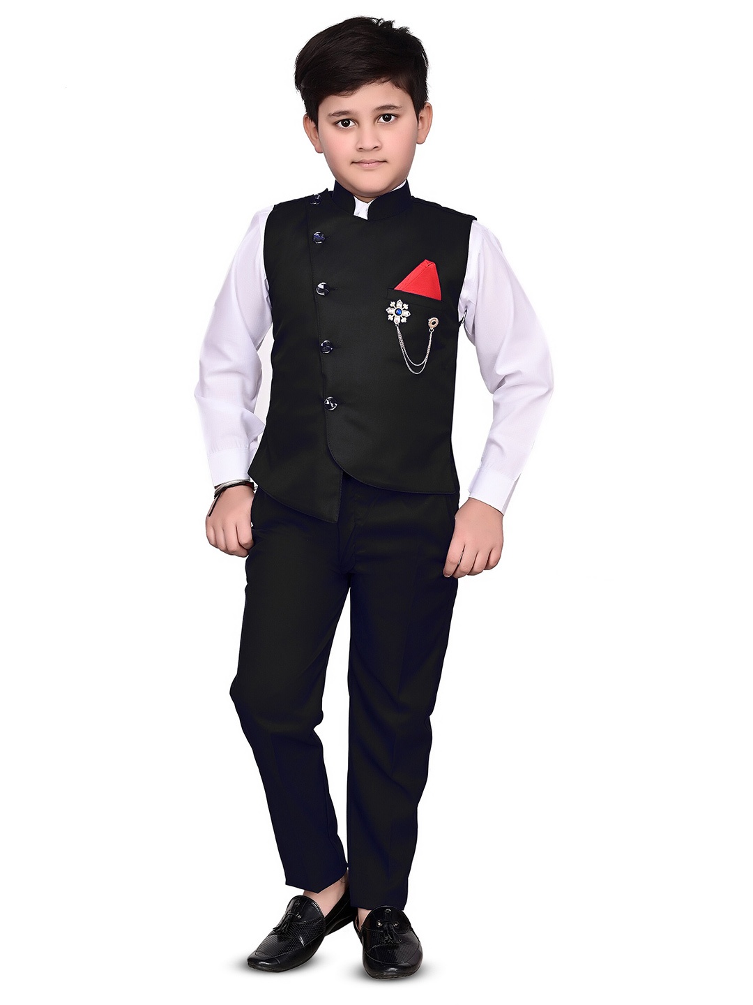 

BAESD Boys Mandarin Collar 3-Piece Suits, Black