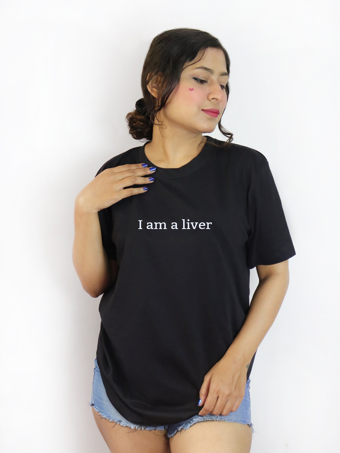 

Soho Boho Studio Women Black Typography Printed Cut Outs T-shirt