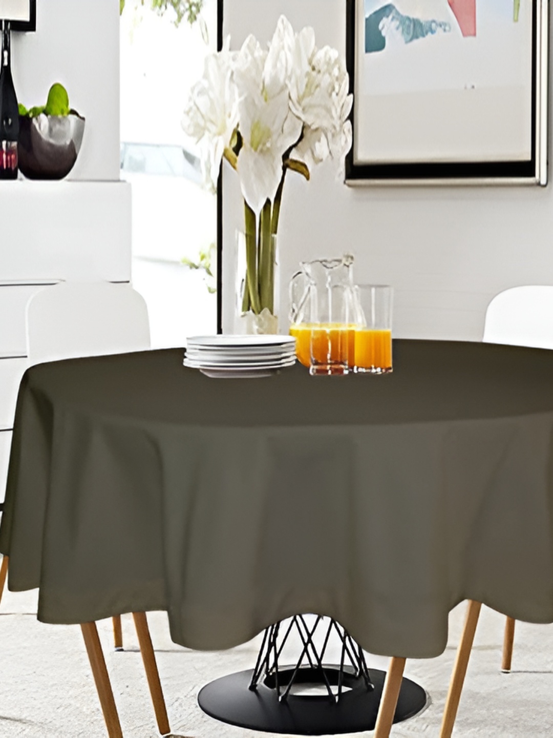 

Lushomes Grey Cotton Round Shaped 2-Seater Table Cover