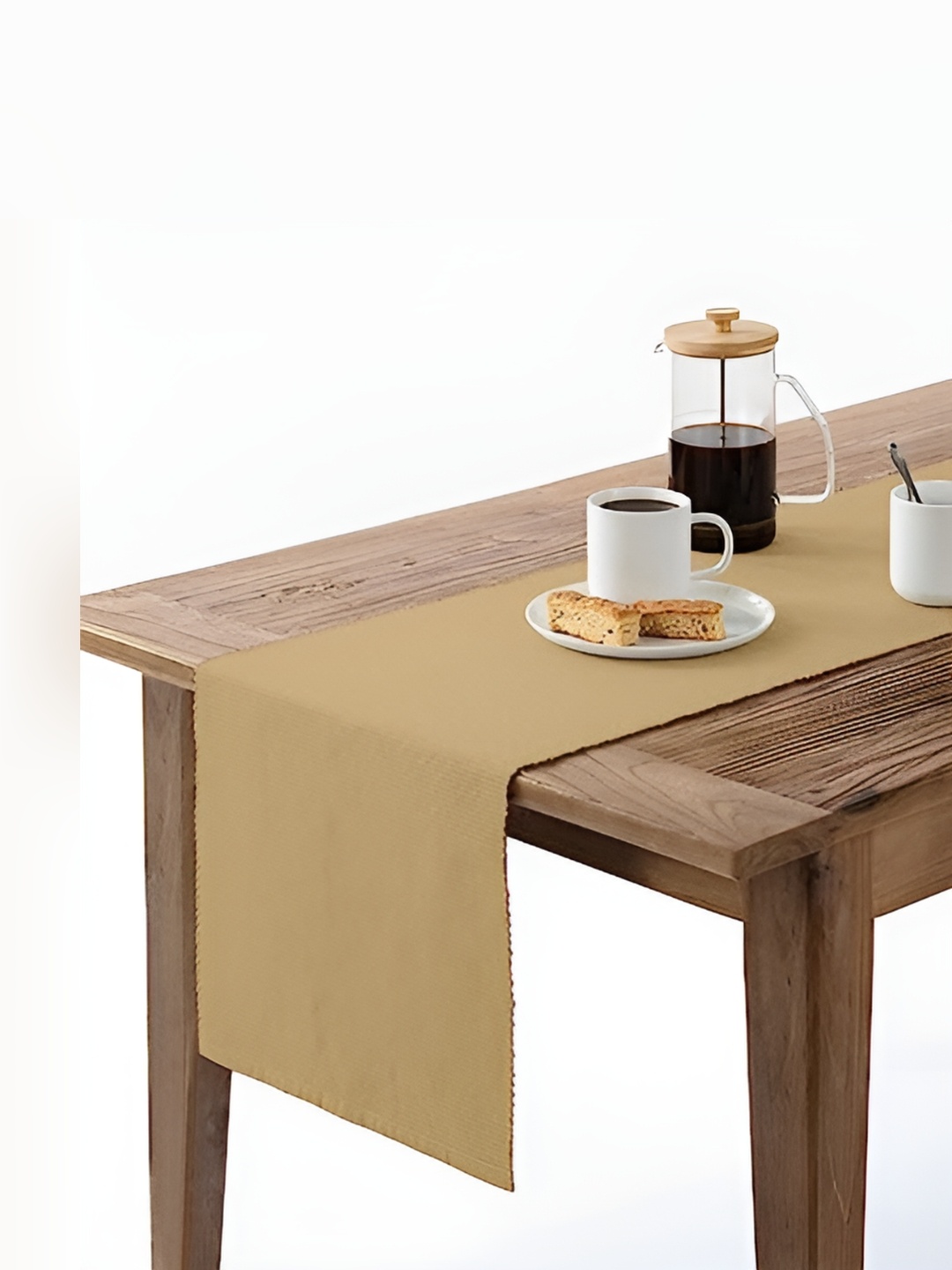 

Lushomes Beige Textured Pure Cotton Table Runner