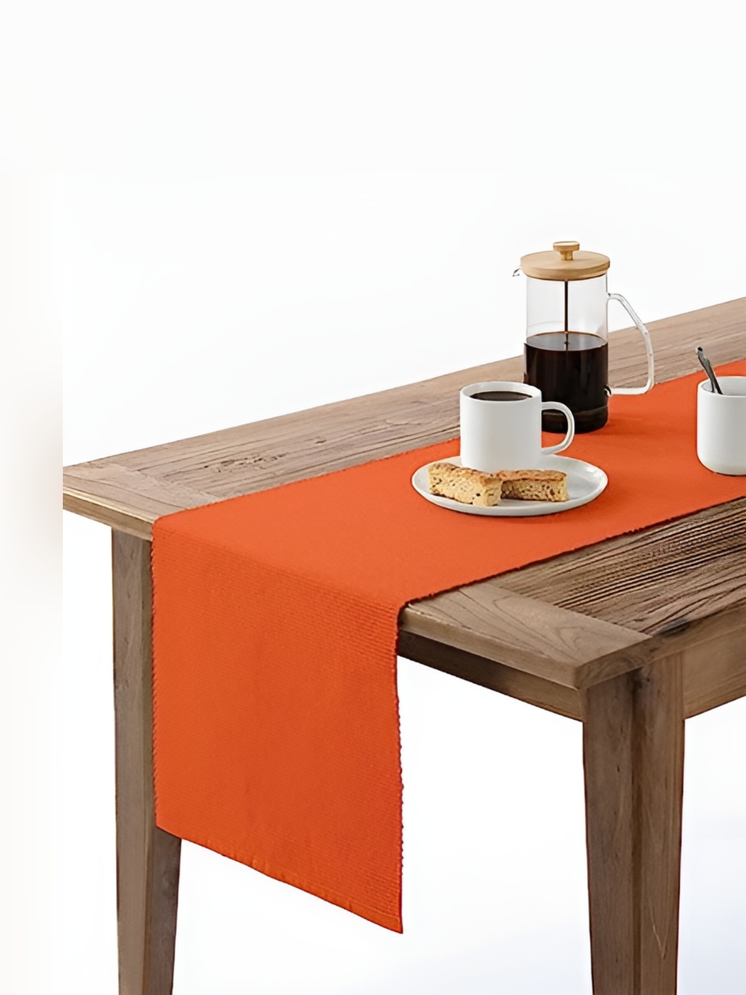 

Lushomes Orange Textured Pure Cotton Table Runner