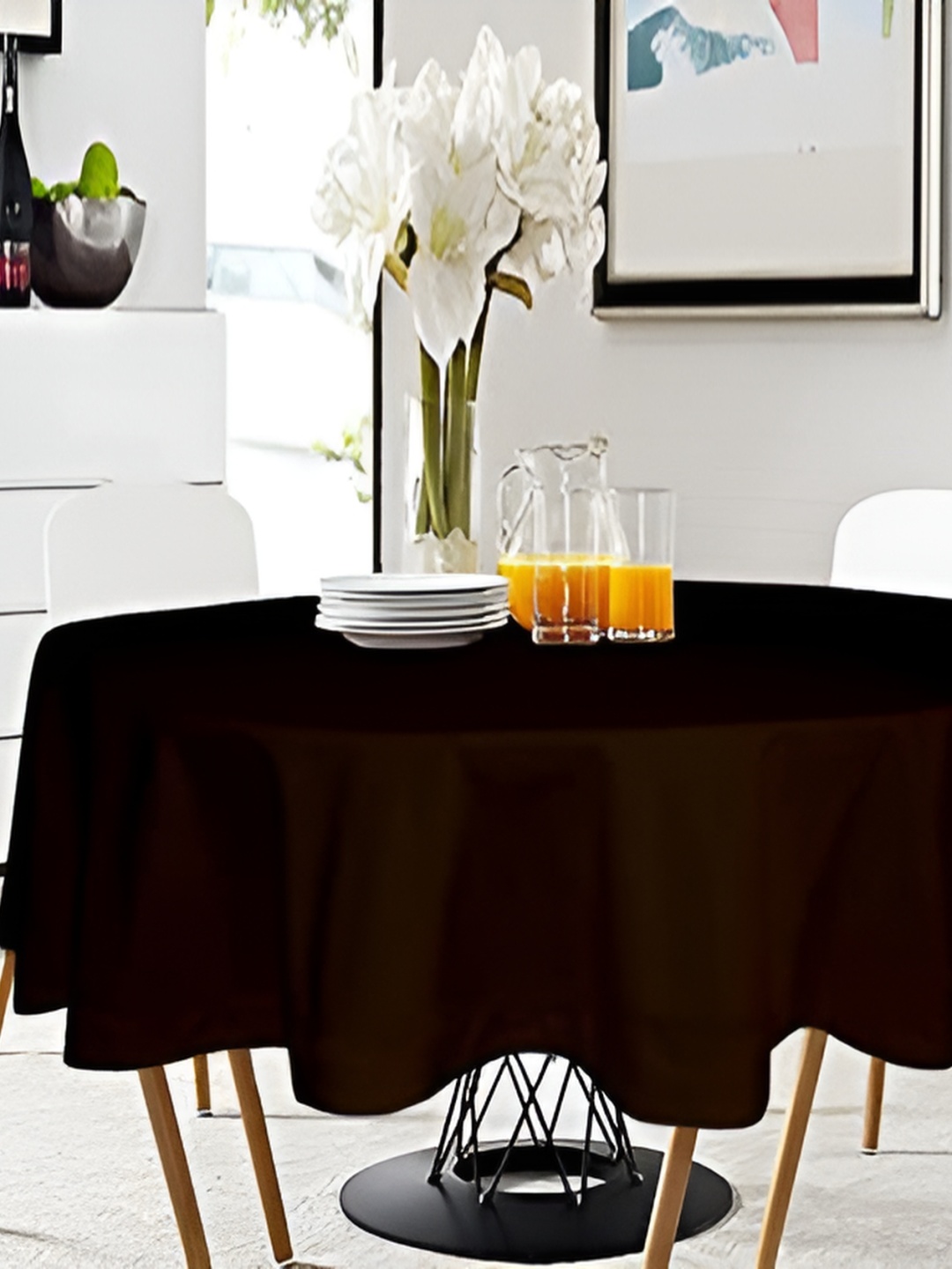 

Lushomes Brown Cotton Round 2 Seater Table Cover