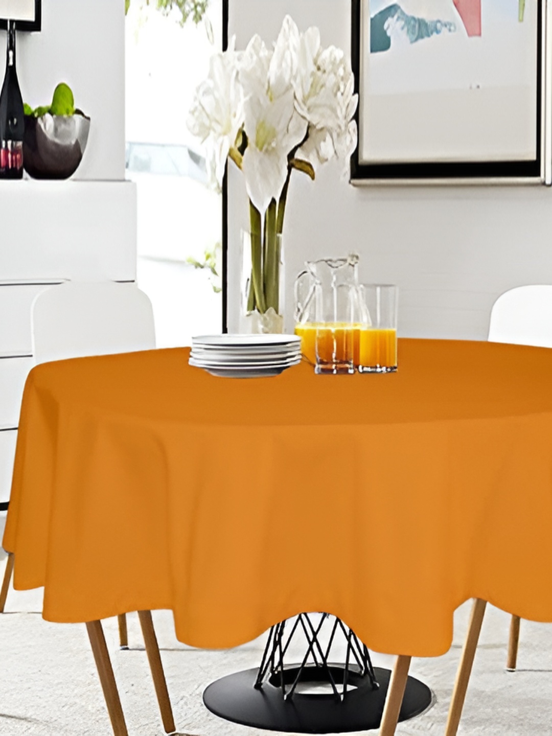 

Lushomes Orange Pure Cotton Round 2 Seater Table Cover