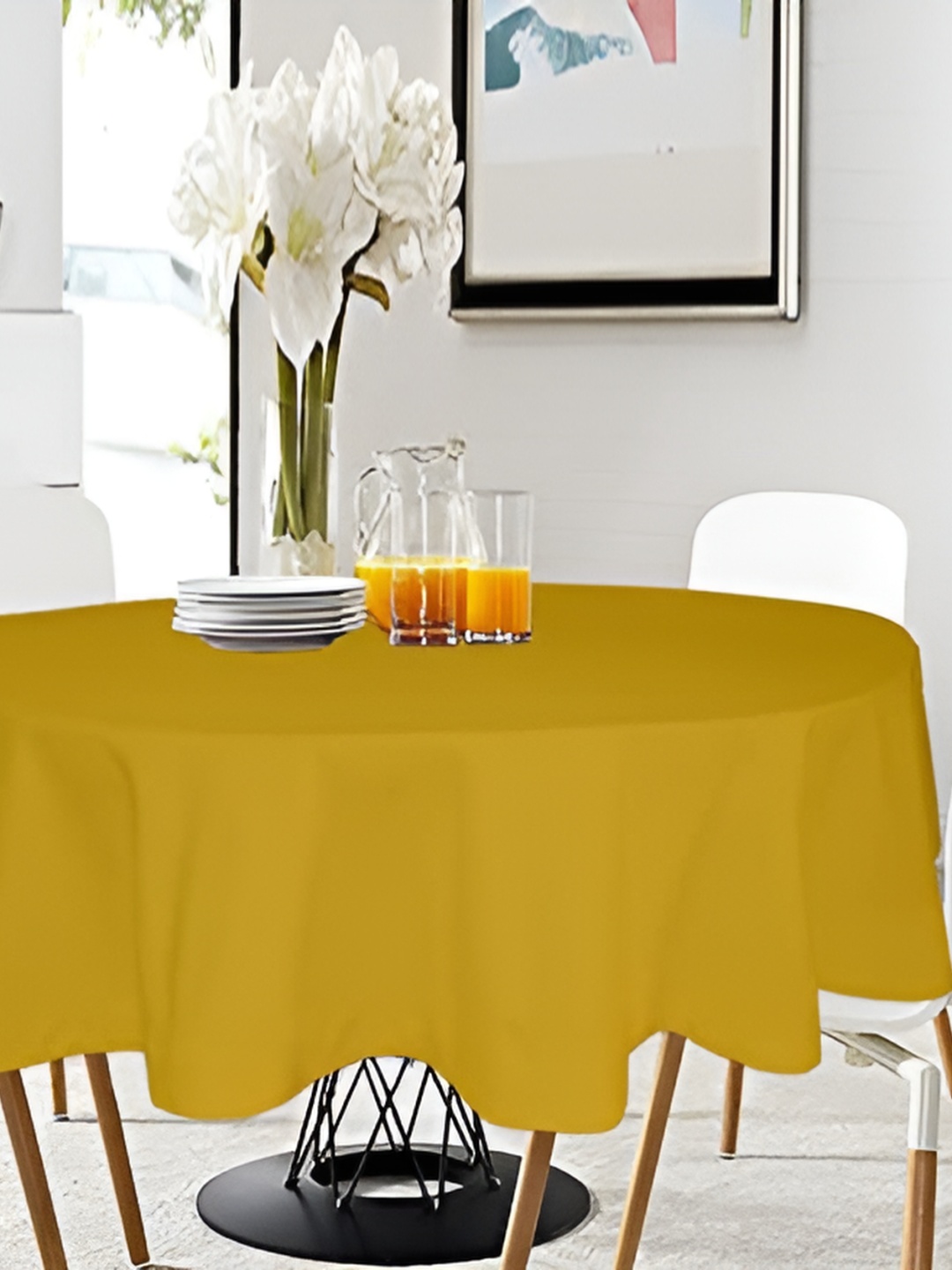 

Lushomes Yellow 1.01 m Cotton Round Table Cover