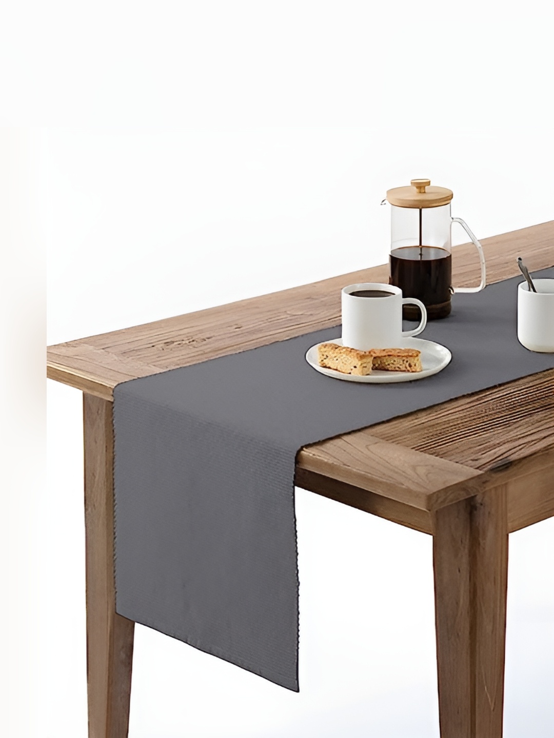 

Lushomes Grey Ribbed Rectangle Pure Cotton Table Runner