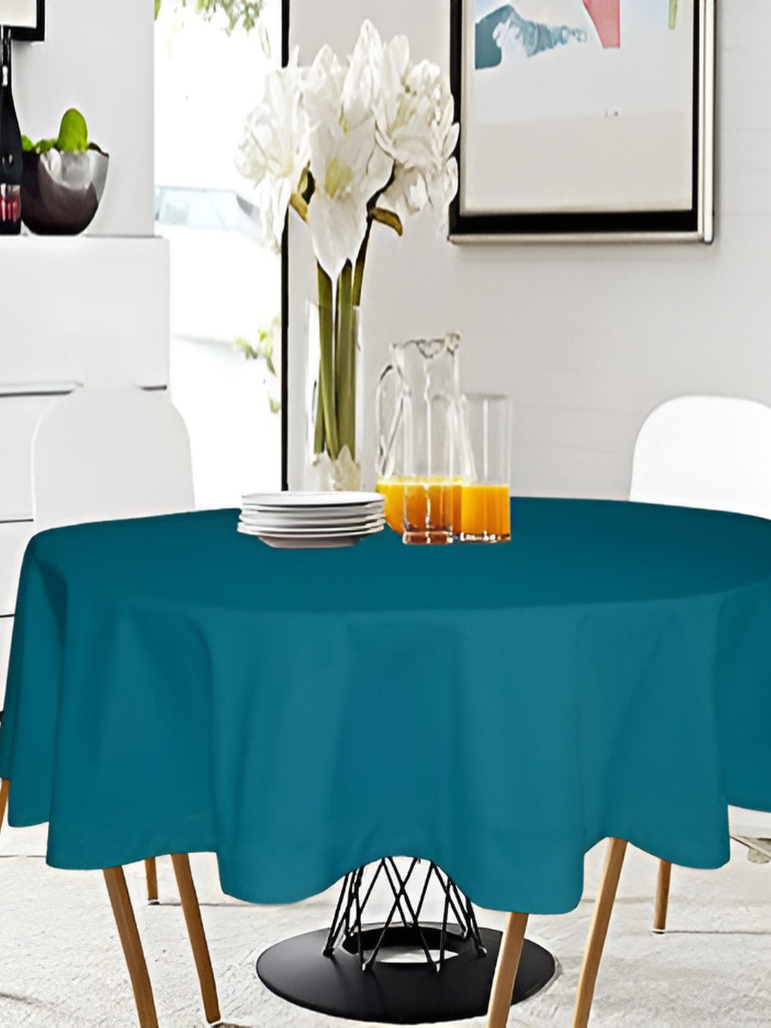 

Lushomes Blue 1.01 m Cotton Round Table Cover