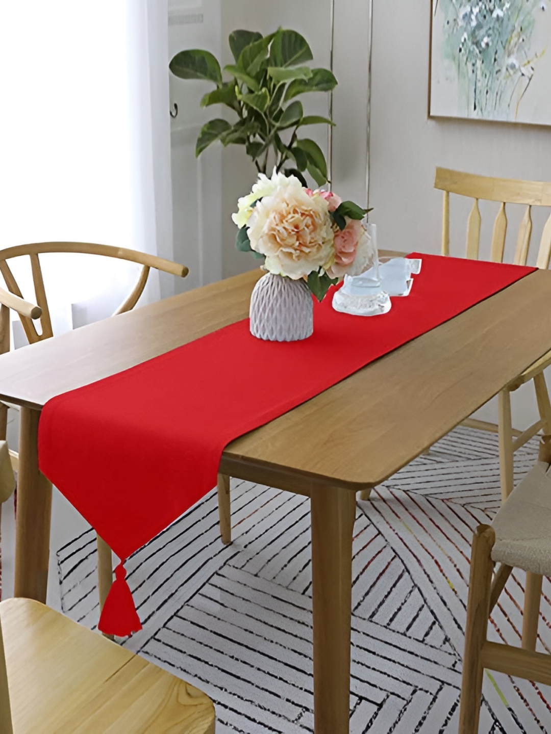 

Lushomes Red Pure Cotton Dining Table Runner