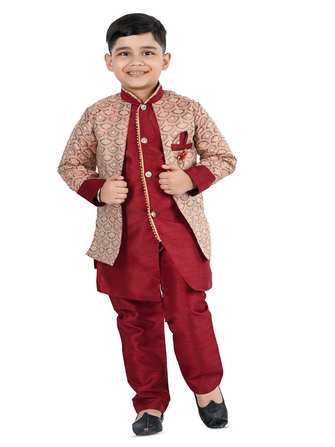 

BAESD Boys Regular Kurta With Trousers, Maroon