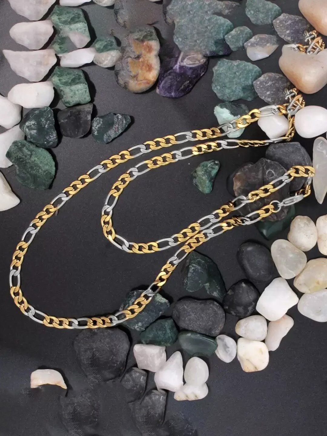 

MEENAZ Men Silver-Plated Stainless Steel Statement Chain
