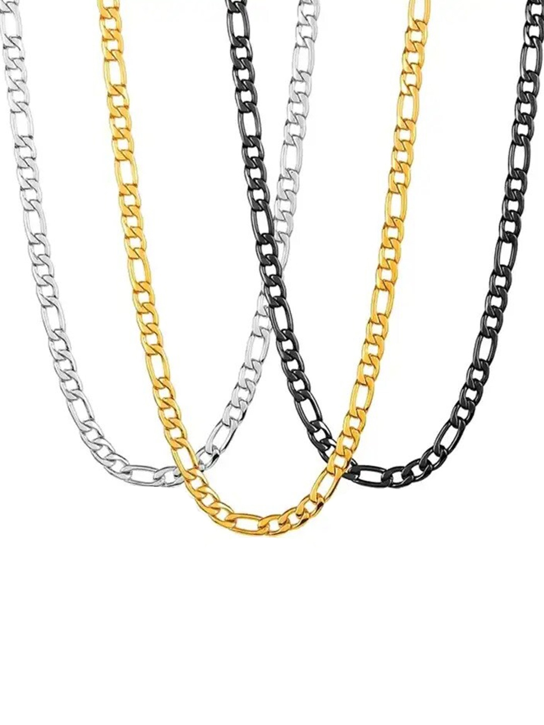 

MEENAZ Men Set Of 3 Silver-Plated Chain