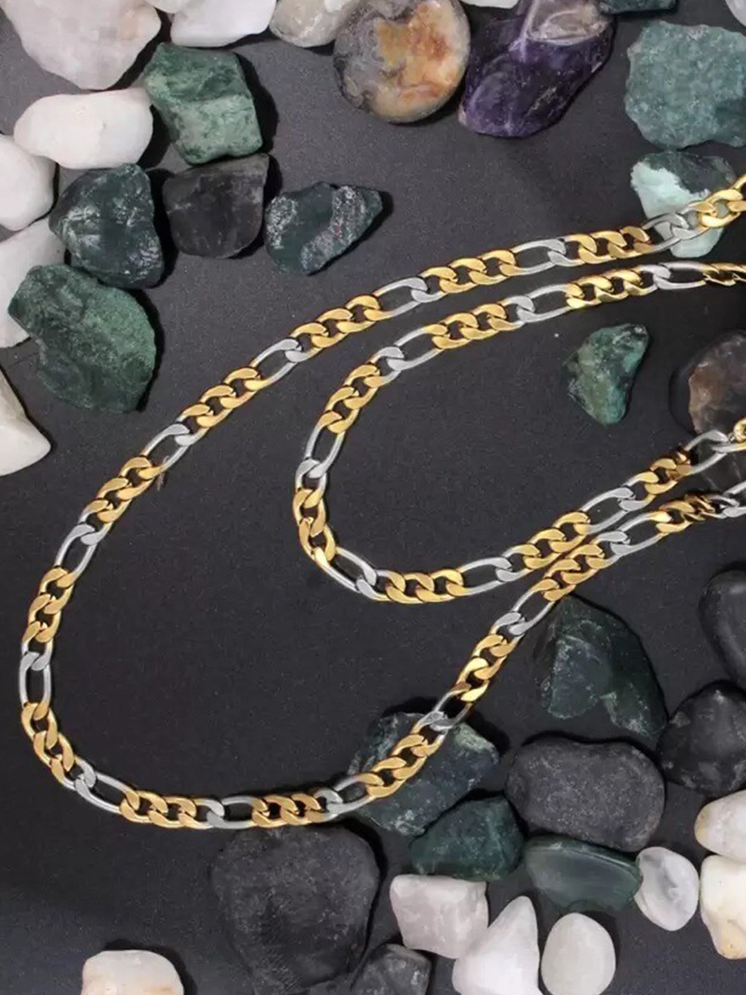 

MEENAZ Men Stainless Steel Silver-Plated Chain