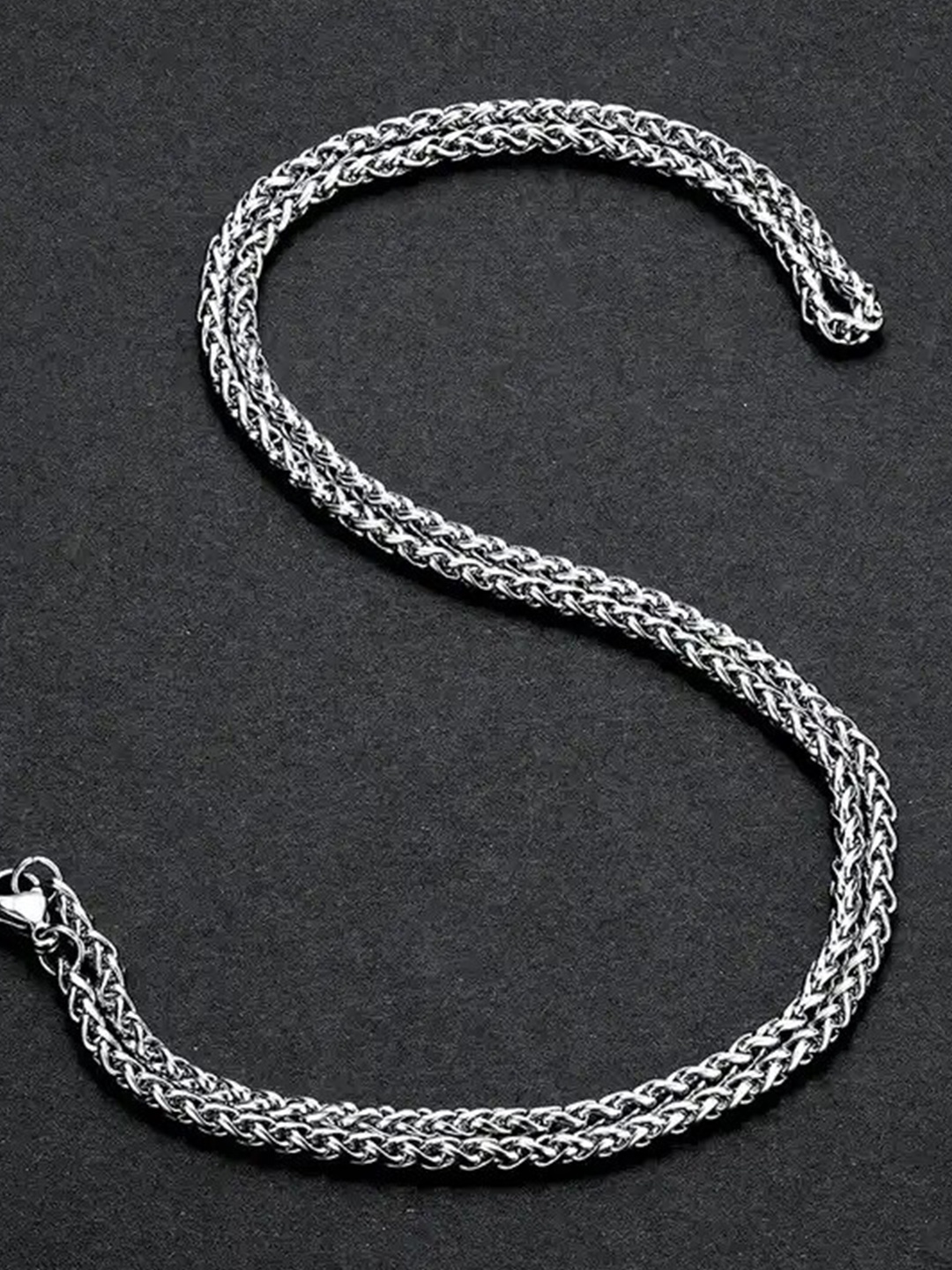 

MEENAZ Men Stainless Steel Silver-Plated Chain