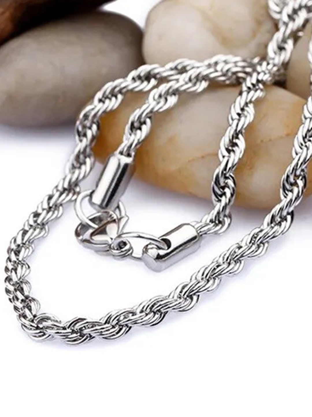 

MEENAZ Men Stainless Steel Silver-Plated Chain