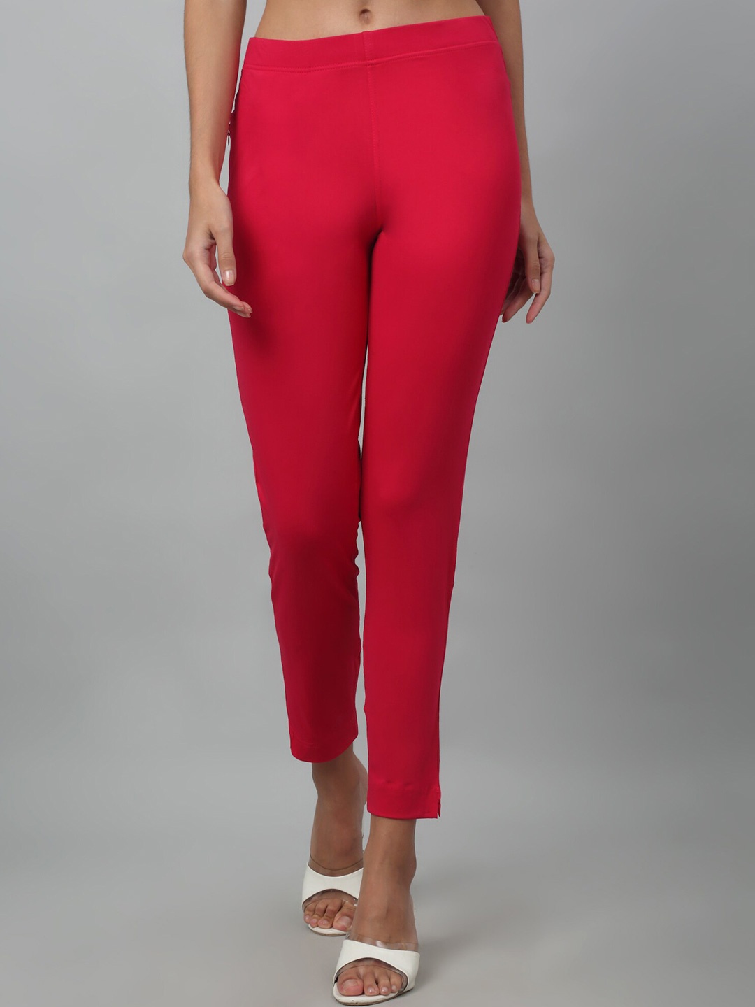 

Cantabil Women Cotton Cropped Cigarette Trouser, Pink