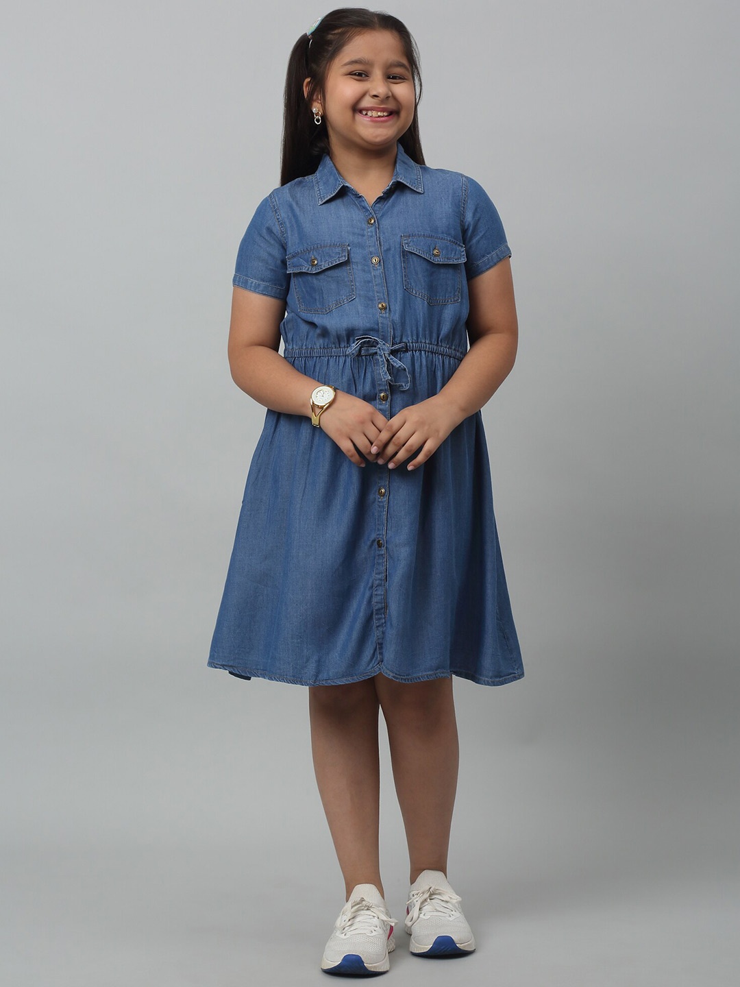 

Cantabil Girls Denim Cotton Shirt Dress, Blue