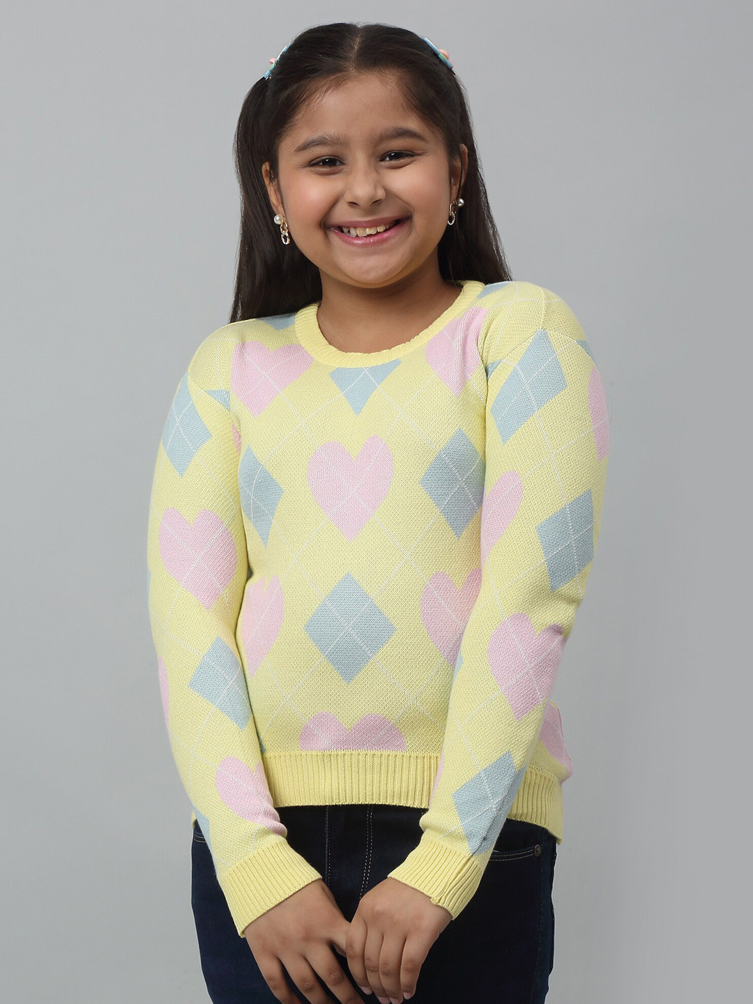 

Cantabil Girls Geometric Self Design Acrylic Pullover, Yellow