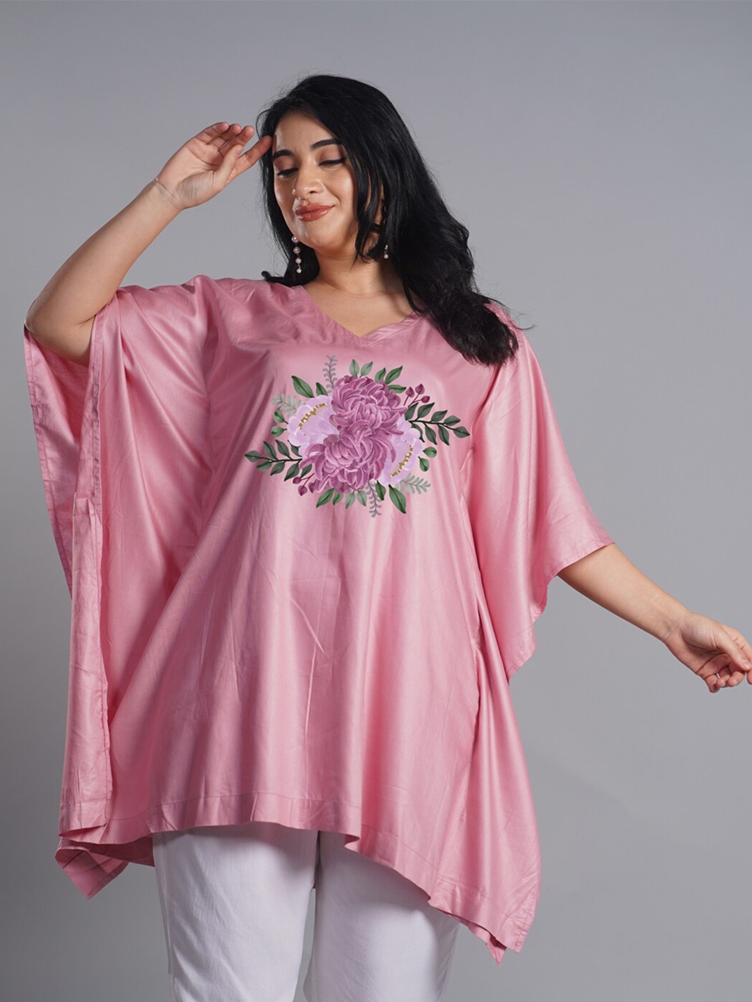 

LetsDressUp Floral Printed V-Neck Tunic, Pink