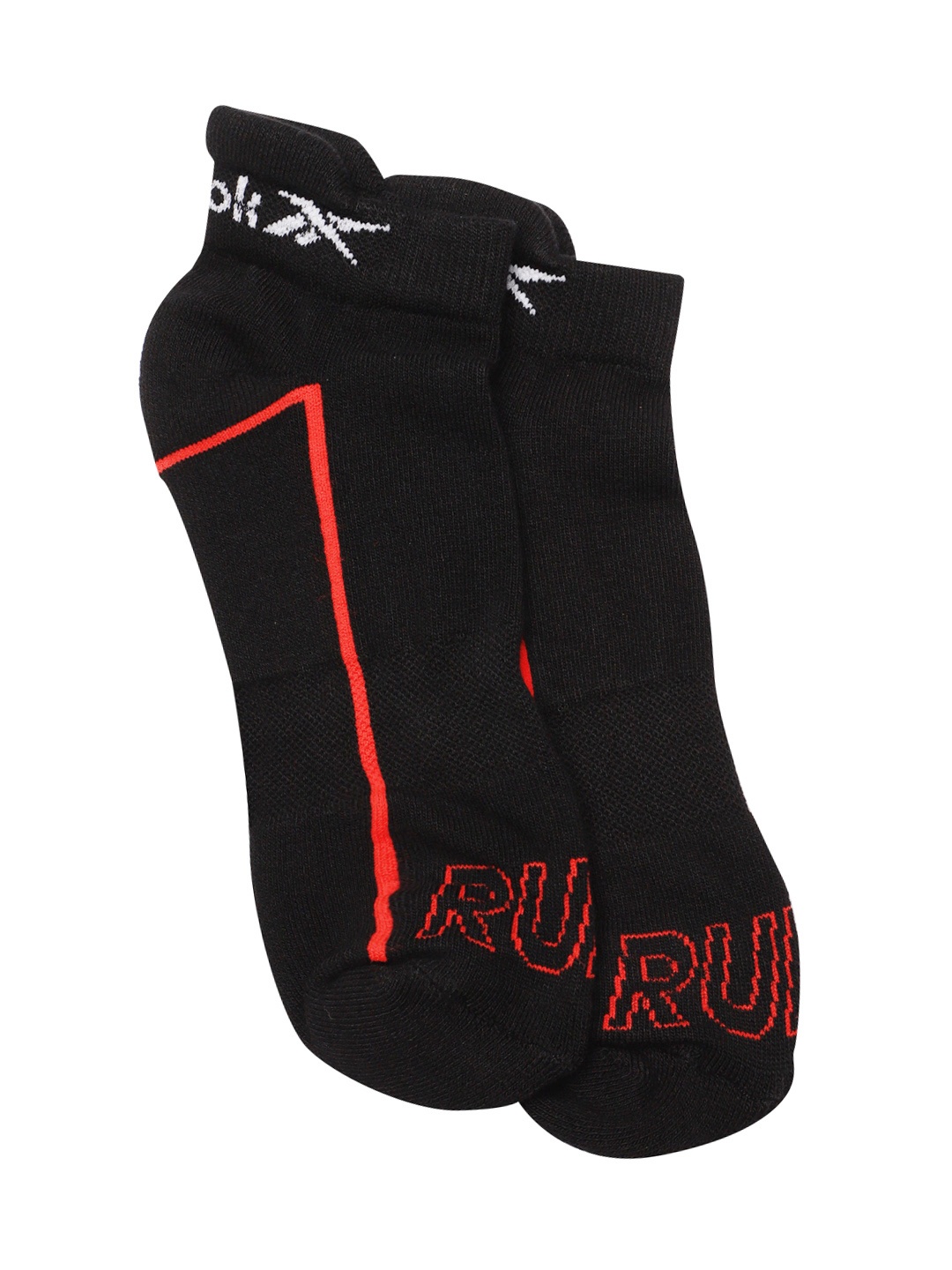 

Reebok Men Brand Logo Patterned Run Lowcut Ankle Length Socks, Black