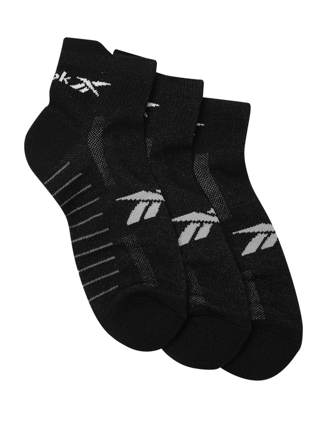 

Reebok Men Pack Of 3 Patterned Tr Ankle-Length Socks, Black