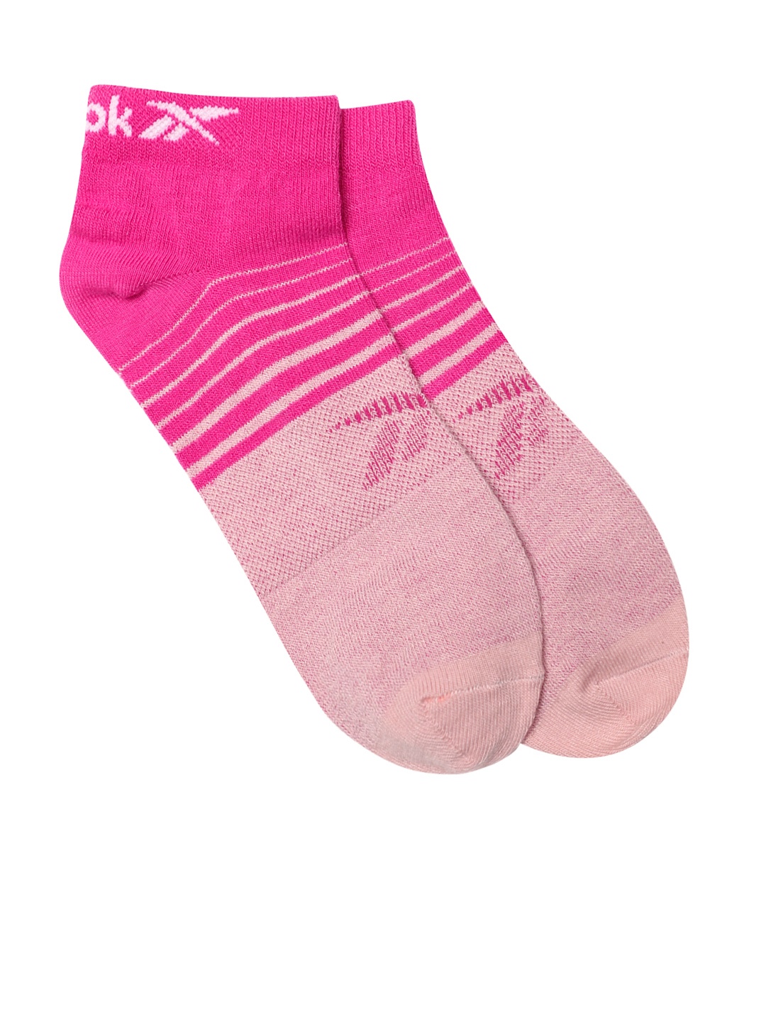 

Reebok Unisex Striped Quick Dry Run Ankle Length Socks, Pink
