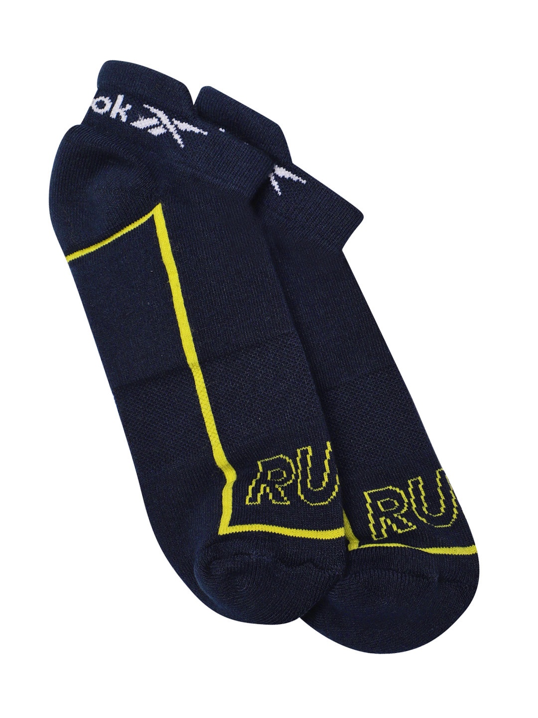 

Reebok Men Brand Logo Patterned Run Lowcut Ankle Length Socks, Navy blue