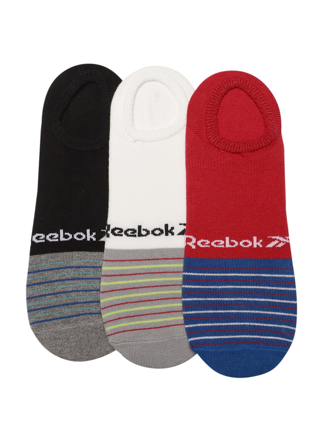 

Reebok Unisex Pack of 3 Striped Ankle-Length Rbk Candy Socks, Black