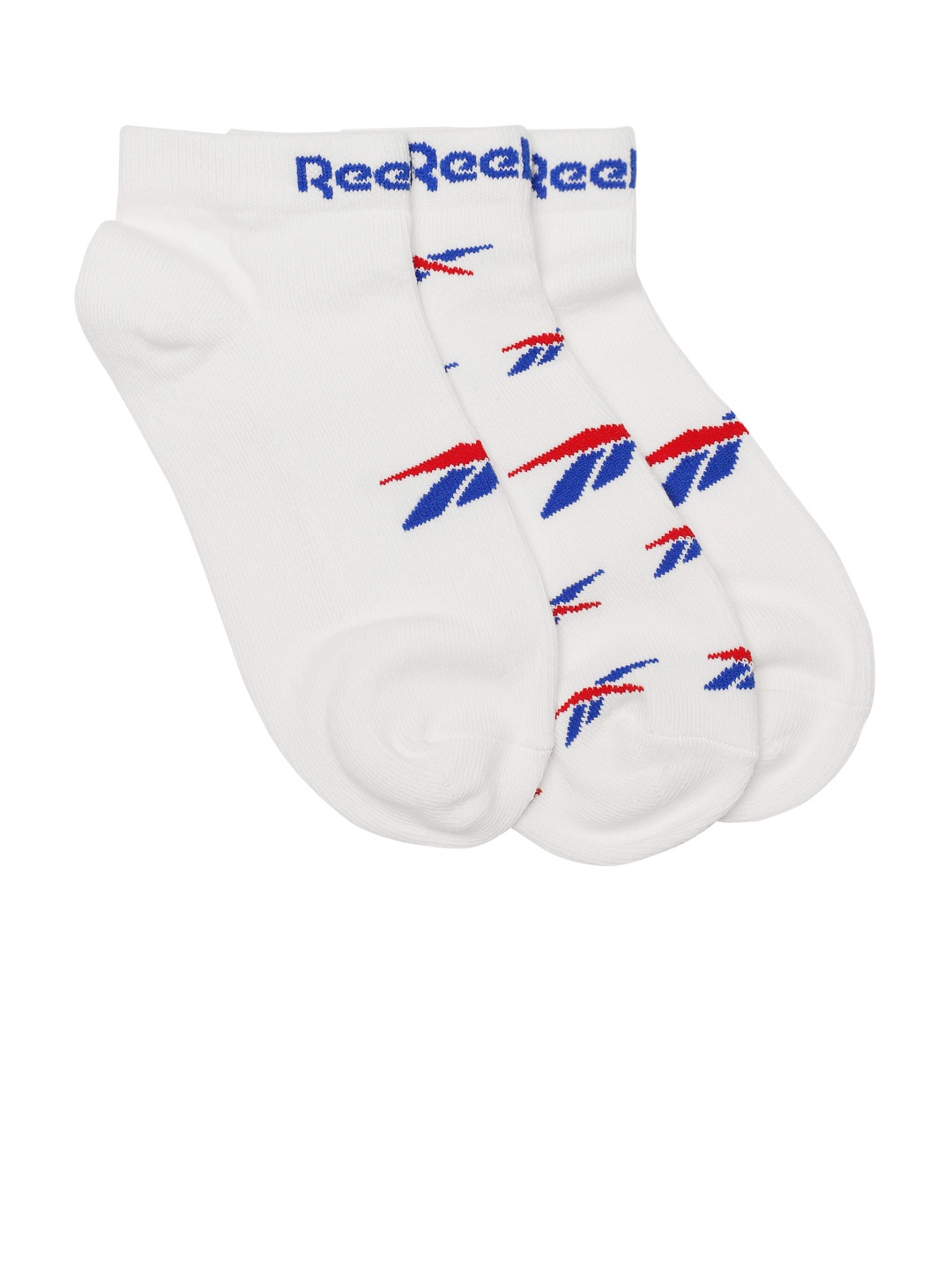 

Reebok Unisex Pack of 3 Brand Logo Patterned Ankle-Length Rbk CL Lowcut Socks, White